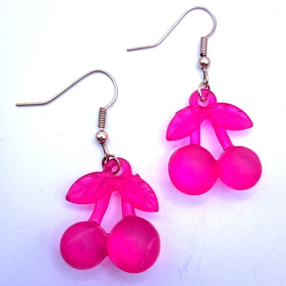 Retro Dangling Cherry Earrings - Picture 2 of 5
